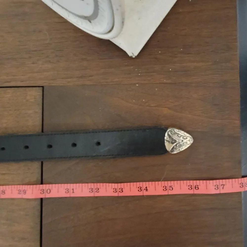 Full Grain Latigo Leather and Silver Studded Belt Sz M